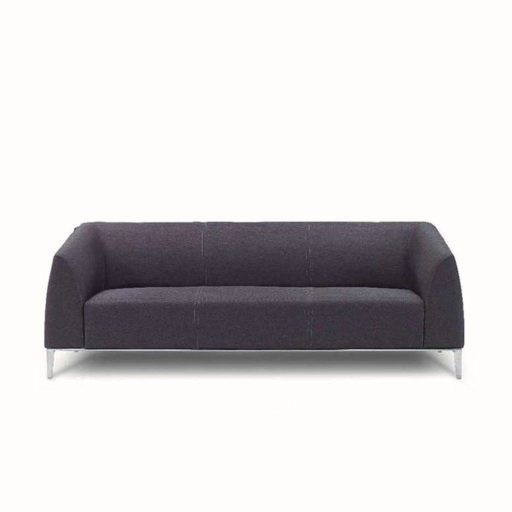 Chic-Modern Living Room a Plush Grey Three-Seater Sofa