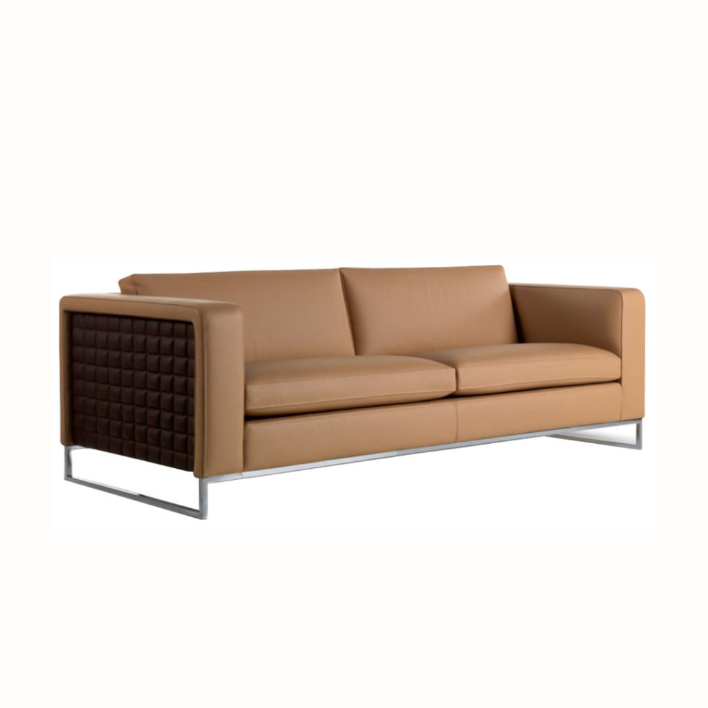 Beautiful Tan Leather Two-Seater Sofa