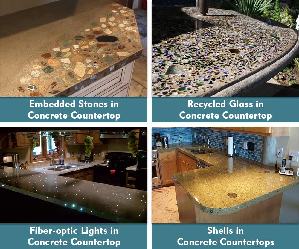 Beautifying Concrete Countertops by Adding Various Materials