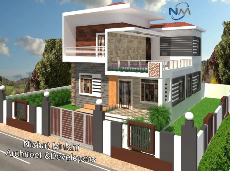 Two-Story House with a Grey and White Exterior