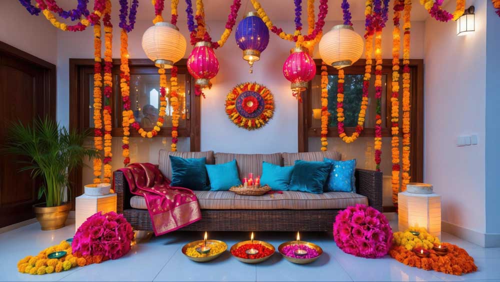 Home Decoration During Festivals with Flowers