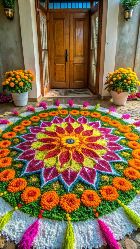 Rangoli with Flowers