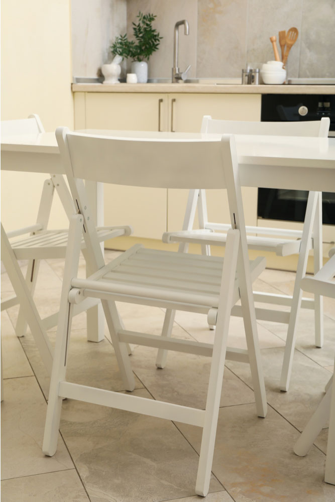 Small Kitchen with Foldable Chairs