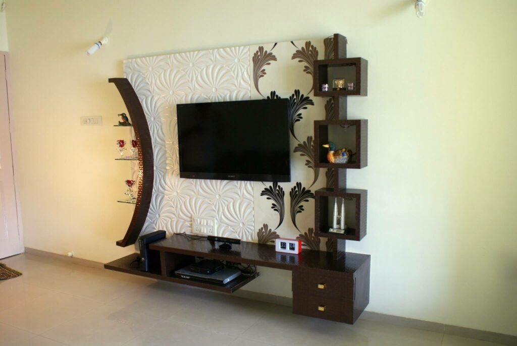 T.V. Unit is Placed in a Thoughtfully Arranged Modern Living Room