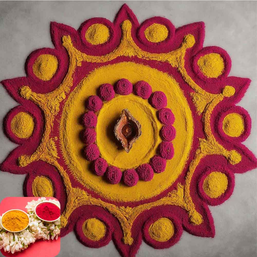 Turmeric and Vermillion (Kumkum) Rangoli