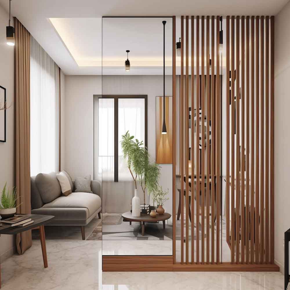 Wooden Slats or Rafters Room Dividers