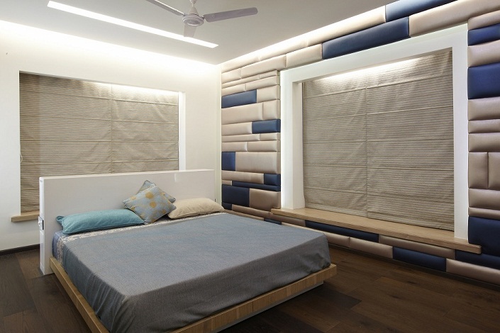 Modern Bedroom Setup Bed with a Headrest