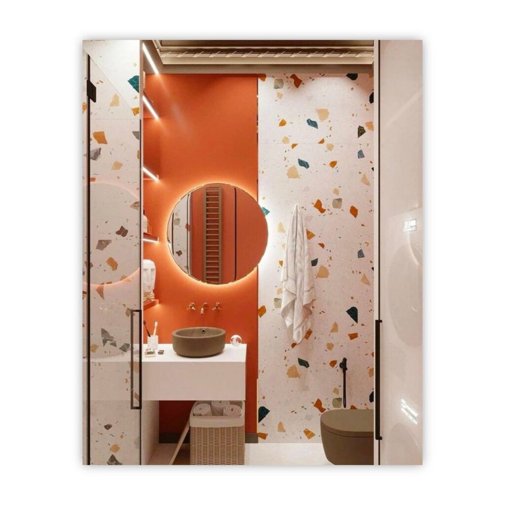 Modern and Stylish Bathroom with Terrazzo-Style Walls