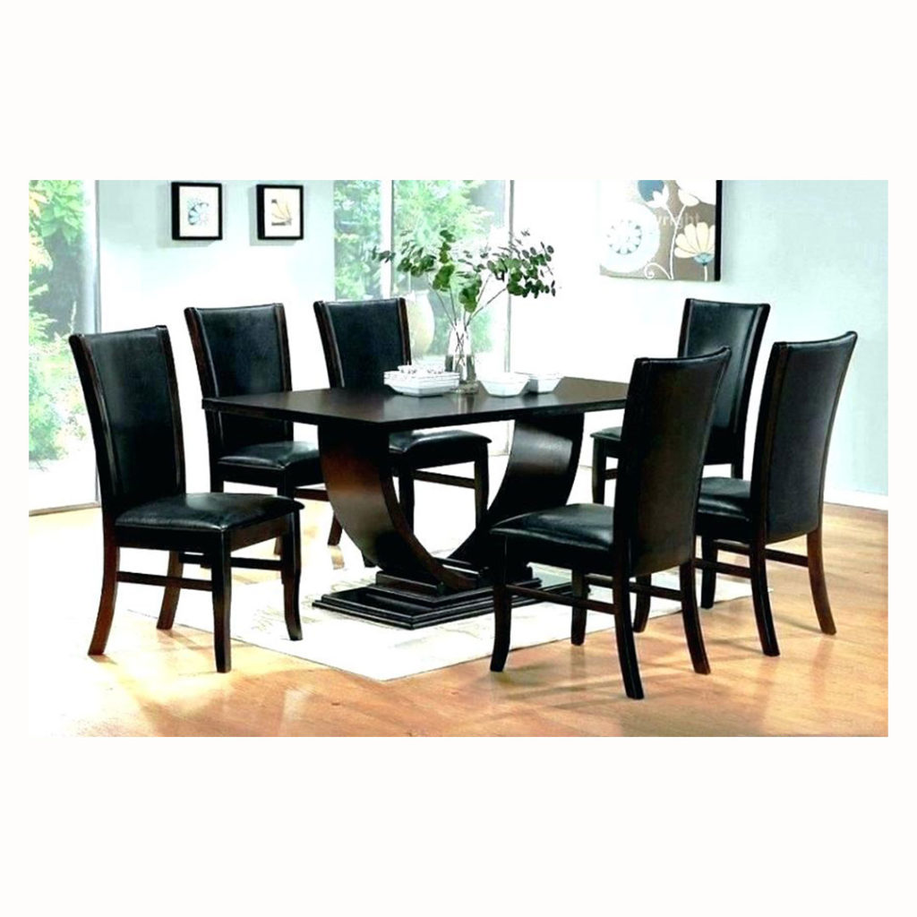 Modern Dining Room Setting with a Dark Wood Rectangular Table