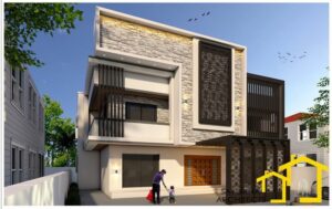Two-Story Residential Building with a Modern Architectural Design