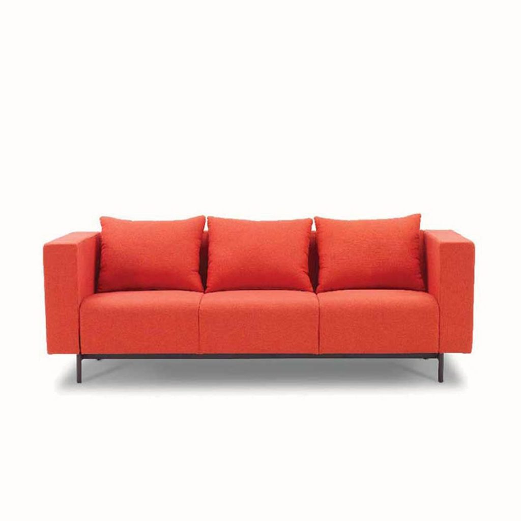 Three-Seat Sofa with a Vibrant Orange Fabric
