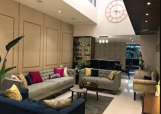 High Ceiling Contemporary Living Room is Magical