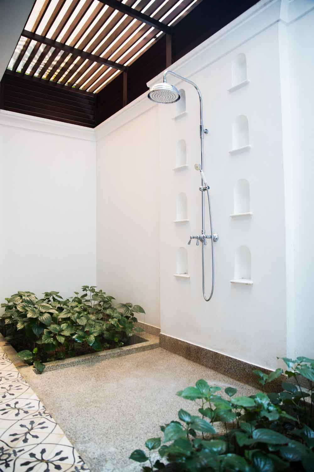Outdoor Shower with Open Slated Roof