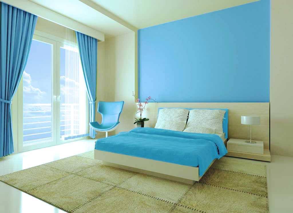 Modern Bedroom a Pastel Blue Adds a Gentle Contrast
