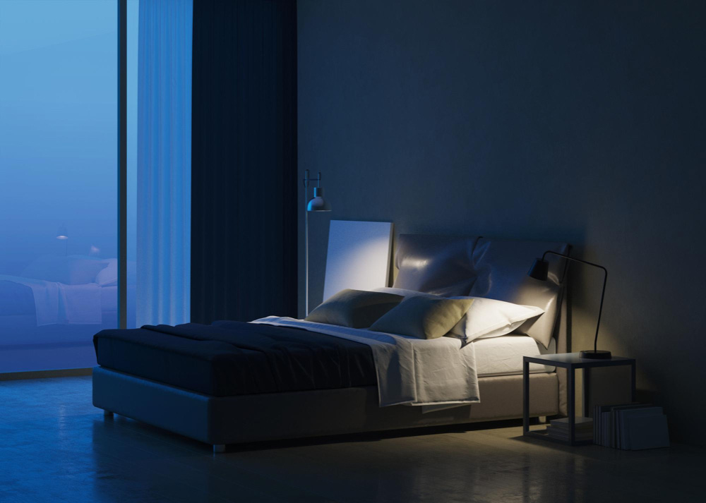 Bedroom Interior with Low Lighting