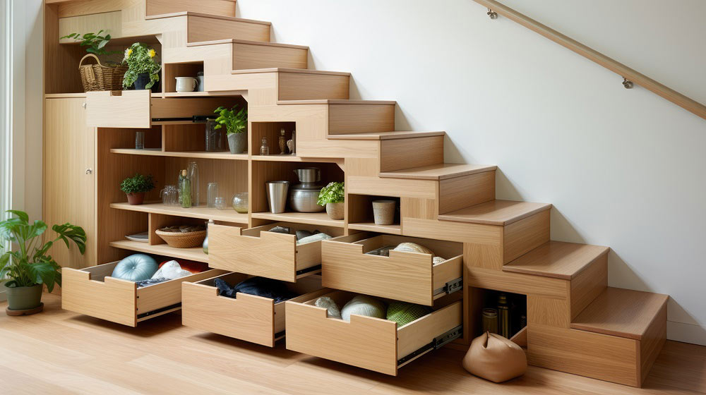 Floating Stairs with Hidden Storage