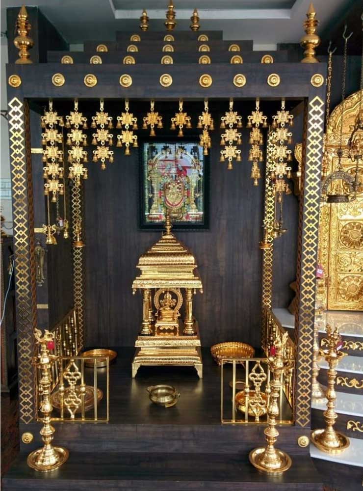 Compact Mandir with Ornamental Accessories