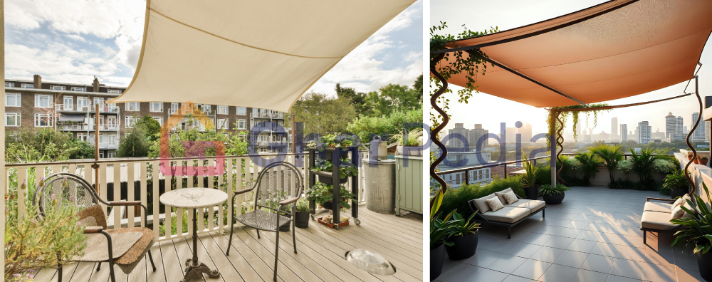 Fabric shade sails for Balcony Coverage