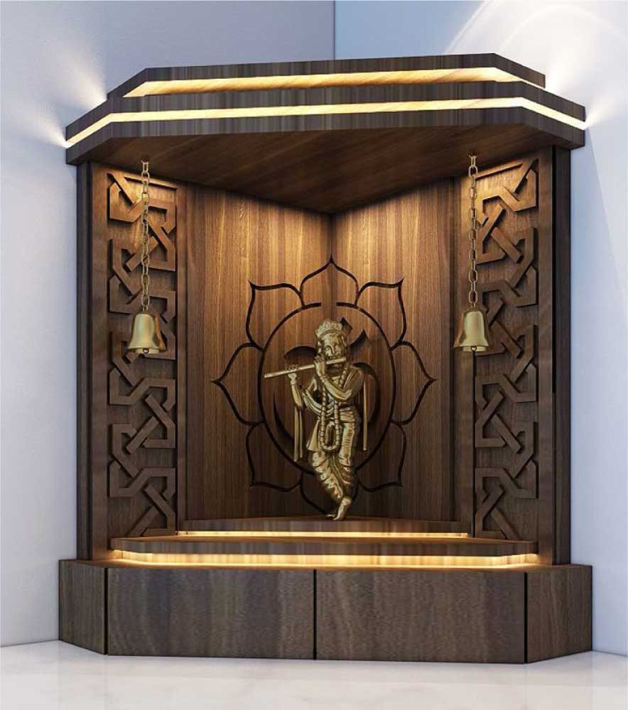 Illuminated Mandir Designs with Recessed Lights