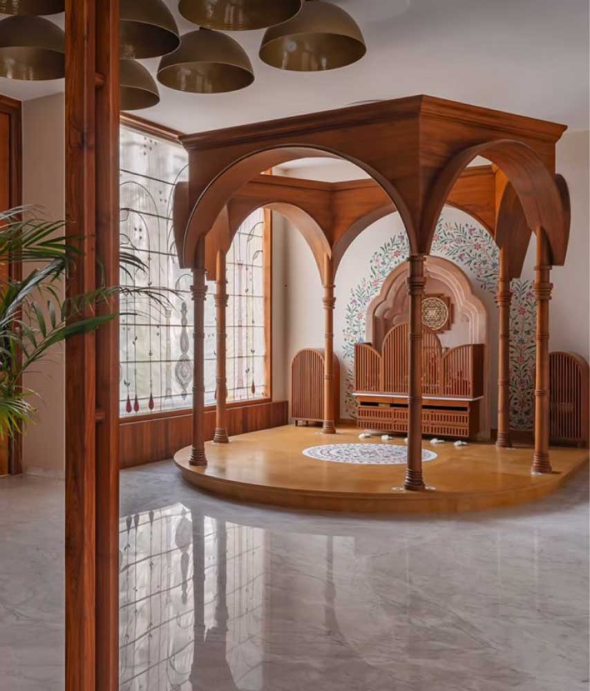 Indoor Mandirs with Natural Stone Flooring