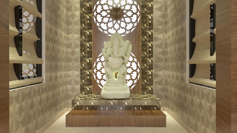 Mandir Backdrop with Intricate Wall Art