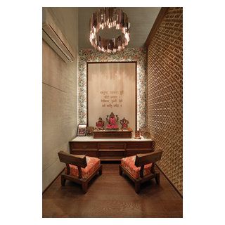 Mandir Unit with Built-In Sitting Arrangements