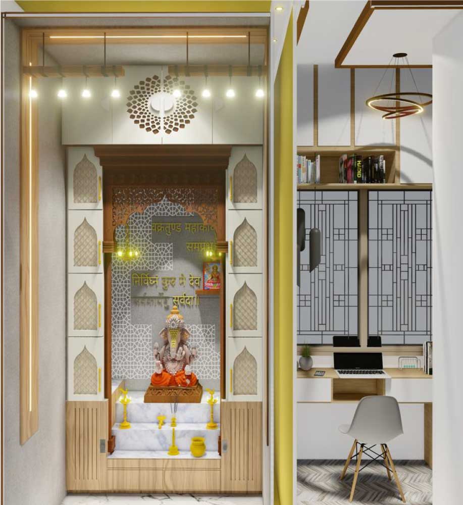 Multi-functional Pooja Rooms with Study Desk