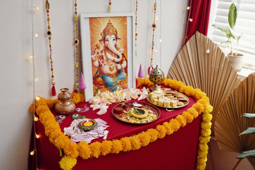Pooja Areas Integrated into Living Rooms