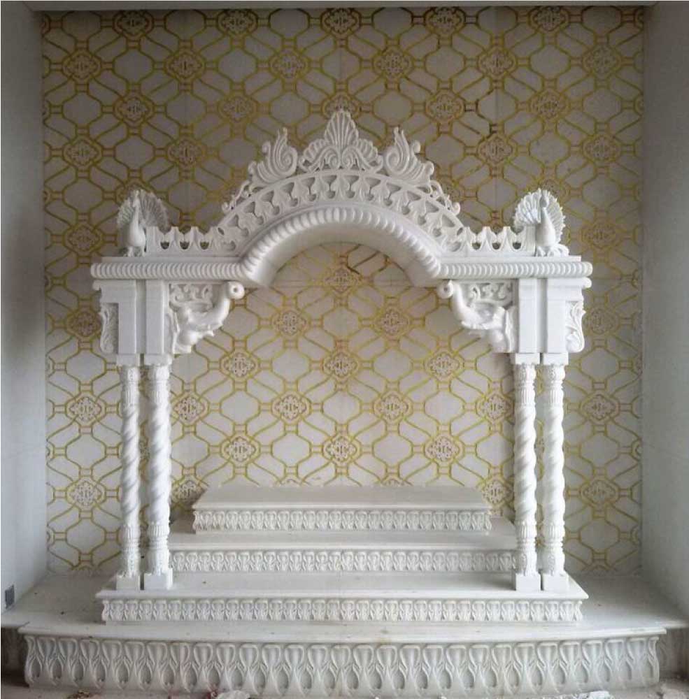 Rustic Mandir Designs with Stone Accent