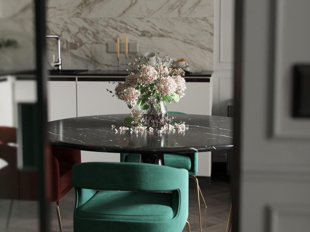 Adding Decorative Elements on Marble Dining Table