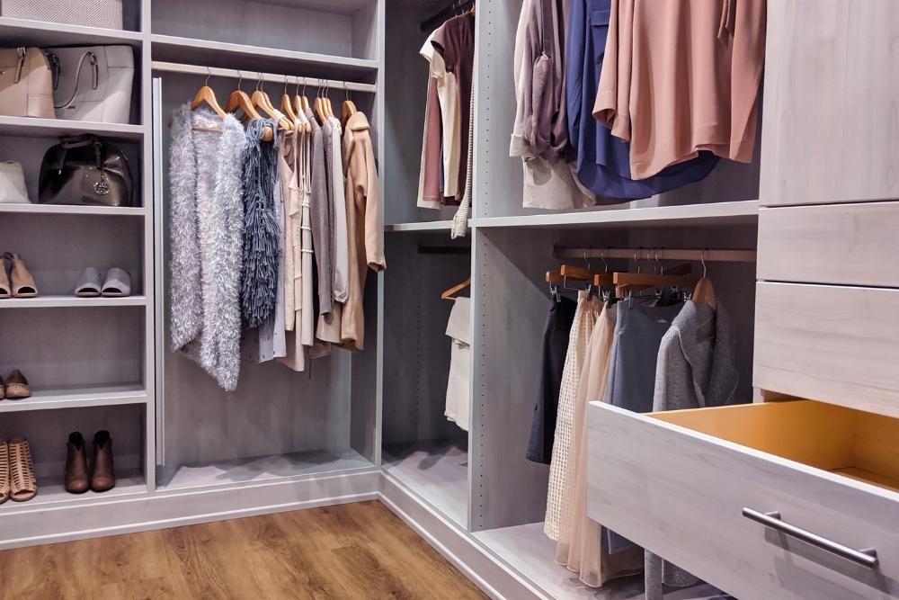 Open Display Sections in Walk-In Closet