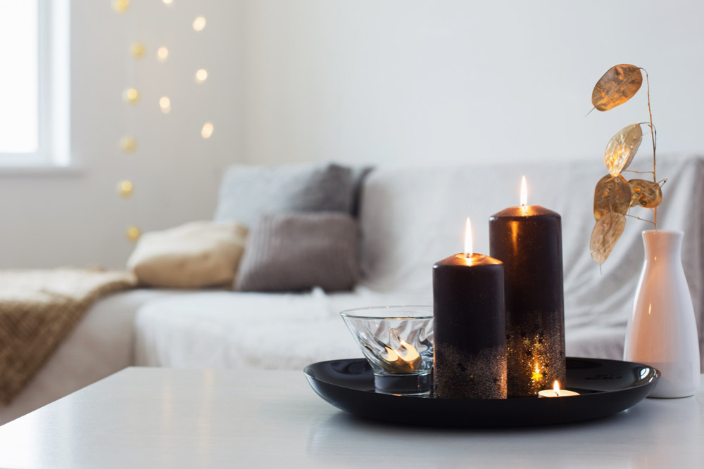 Add Aromatic Candles and Pillows in Living Room Add Aromatic Candles and Pillows in Living Room