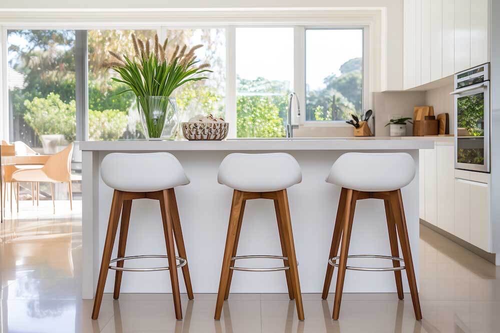 Modern Stools with Ergonomically-Curved Cushioning