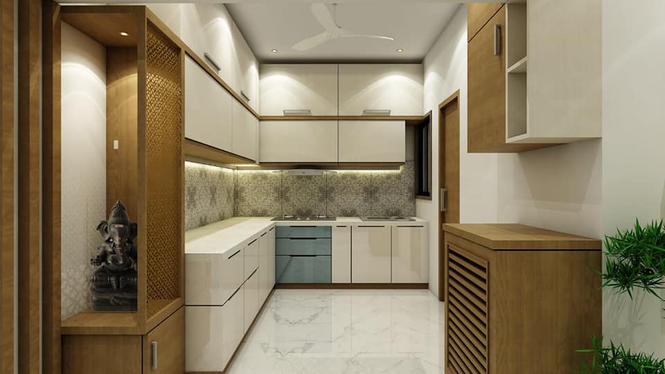 Modular Kitchen Designed With a U-Shaped