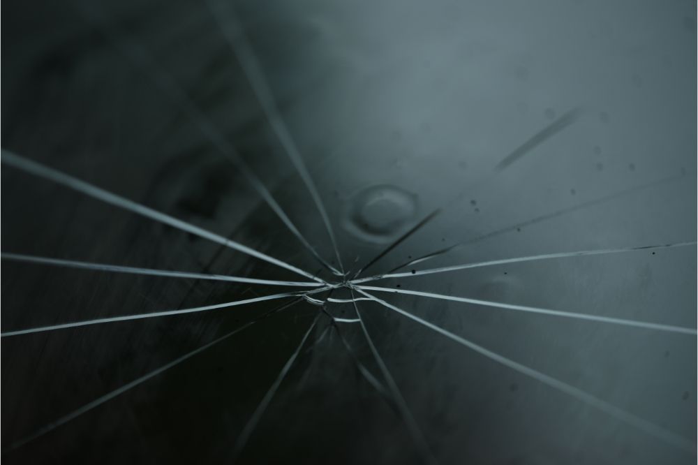 Hairline Cracks in Glass Window Hairline Cracks in Glass Window