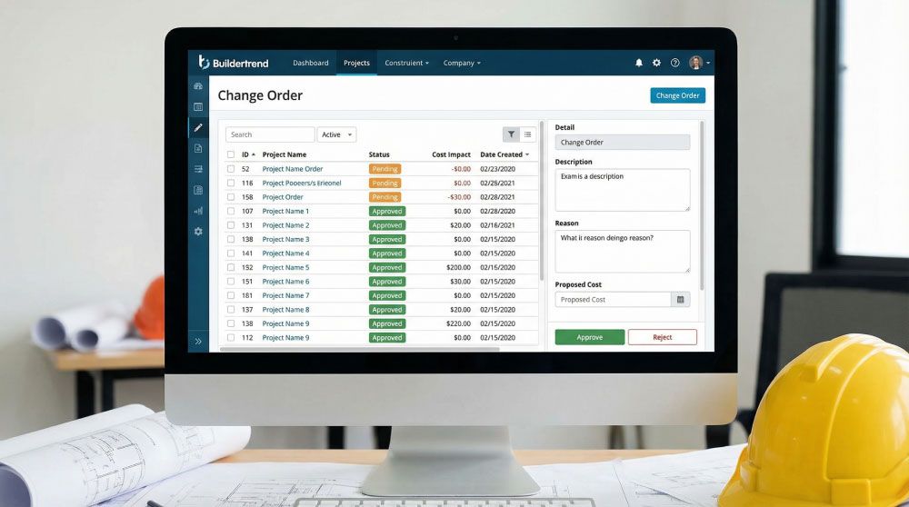 Buildertrend Construction Change Order Client Portal