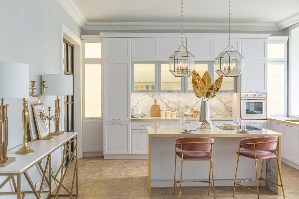 White and Gold Theme Kitchen