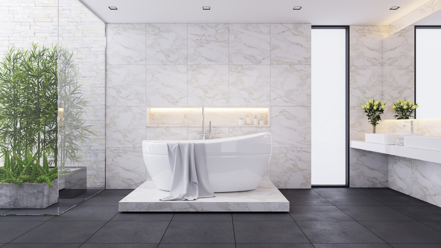 Bathroom with Slip-Resistant Flooring