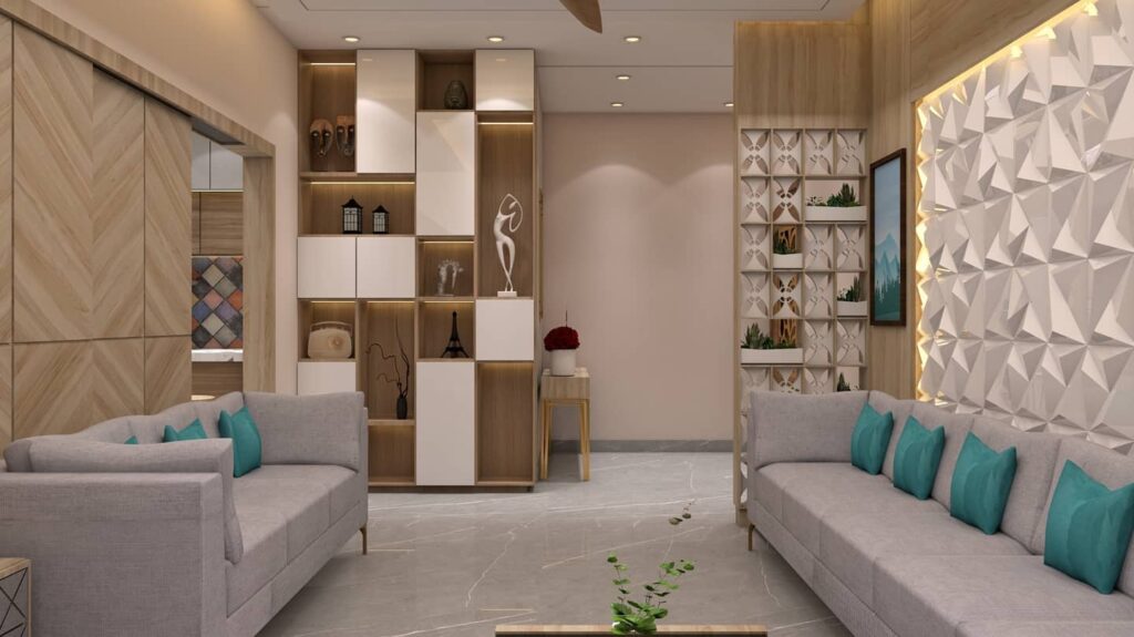 Modern Living Room Design with Soft Grey Sofas