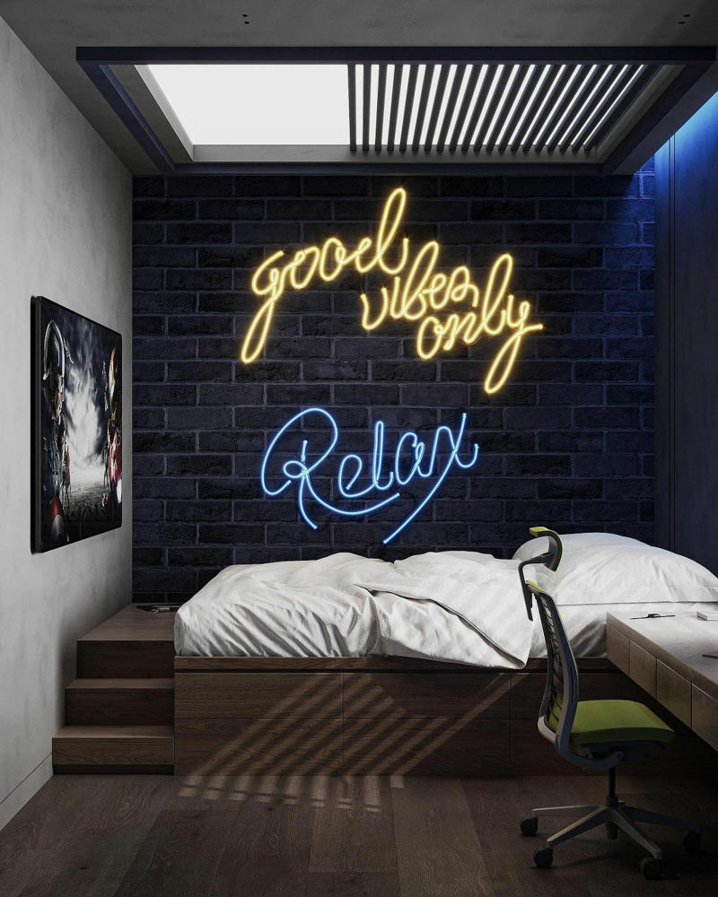 Neon Sign as Focal Point of Room