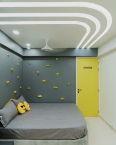 Yellow and grey modern kids bedroom