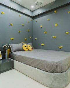 Yellow and grey modern kids bedroom