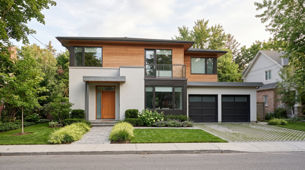 Garage Door Covering One Third of Exterior