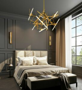 Modern Luxury Bedroom Design with Beige Upholstered Headboard