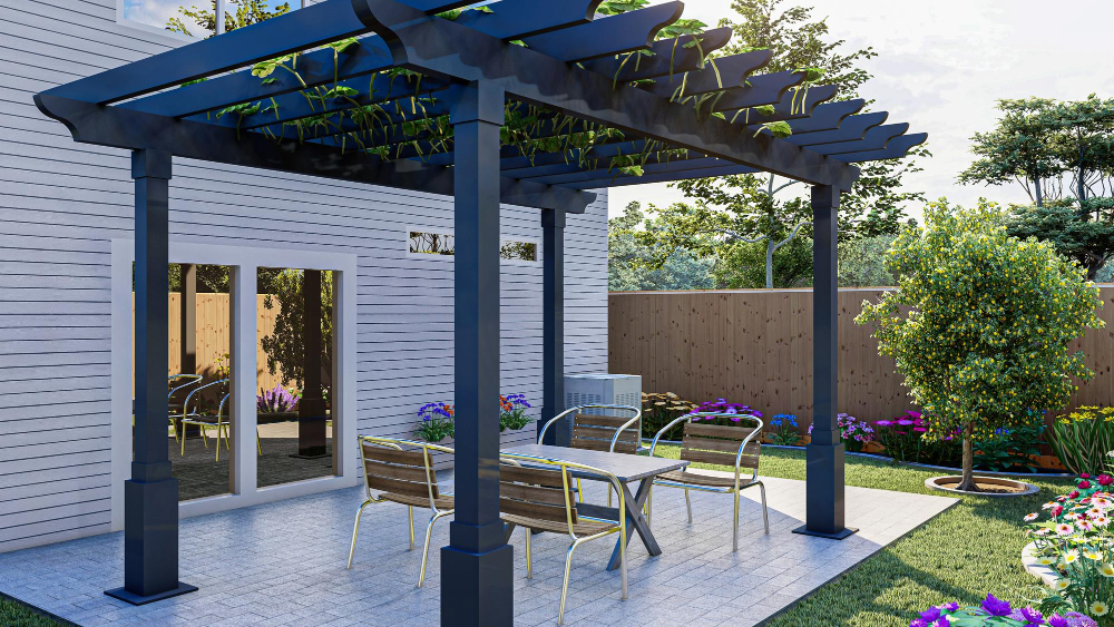 Right Positioned Pergola in Narrow Backyard
